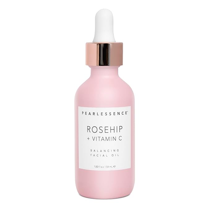 Pearlessence Rosehip Balancing Facial Oil + Rosehip Fruit Oil & Vitamin C | Daily Hydration to Help Balance & Revive Skin | Made in USA & Cruelty Free