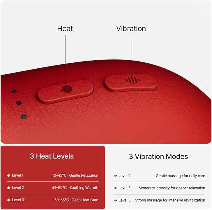 LED Red Light Therapy for Face & Neck Massager Facial Care Device – Electric Gua Sha Brass Tool with Heat & Vibration for Firming, Sculpting & Skincare, Red