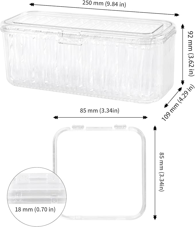 JAPCHET 24 PCS 3.3 Inch Press on Nail Organizer, Clear Storage Box with 2 Big Storage Box for Nails Display Home Salon