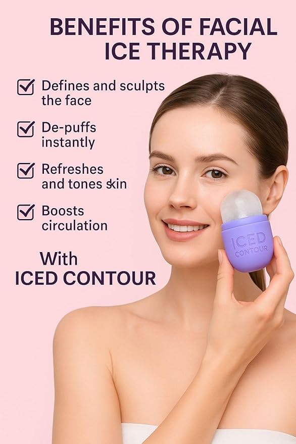 Ice Cube Roller, ice Roller for face, Cold Therapy for Injuries, Beauty Essentials, Ice Mold for Face Massager, face ice Roller, Skin Care Remove Fine Lines Shrink Pores Reduce Acne (Purple)