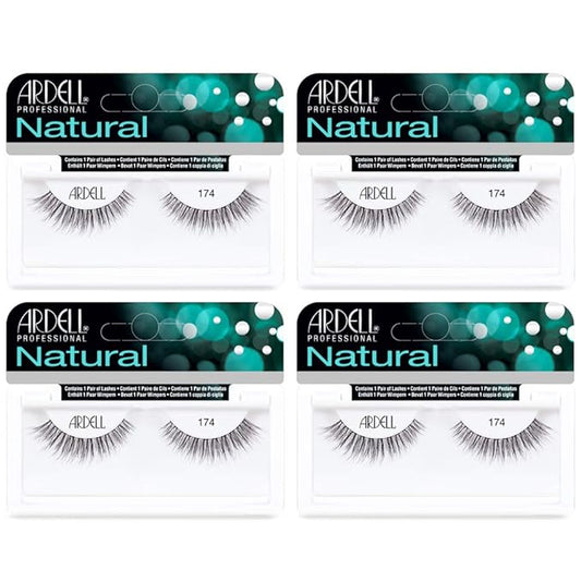 Ardell Lashes Natural 174 - Lightweight, Natural Looking False Eyelashes, Long-Lasting Strip Lash for Everyday Wear, 4 Pack