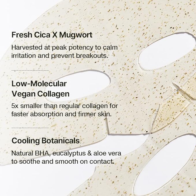 NDP Collagen Cica Cooling Hydro Mask – World’s First Freeze-Ready Hydrogel Face Mask with 55,000Da Vegan Collagen, Real Mugwort & Centella – Korean Mask for Sensitive Skin (36g x 4ea)