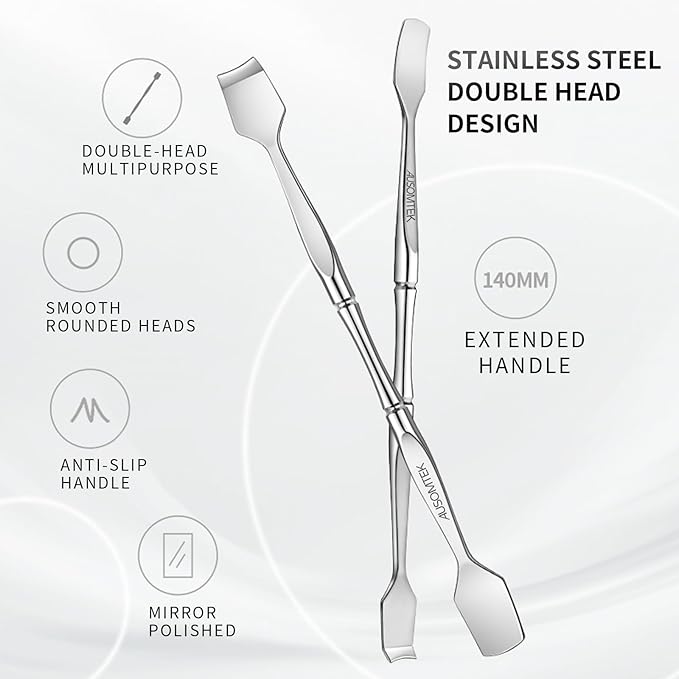 AUSOMTEK Blackhead Remover Tool, Pore Cleaner & Comedone Extractor Face Spatula, Professional Stainless Steel Whitehead & Pimple Extractor Tool for Facial Skin Care with Cyan PU Case