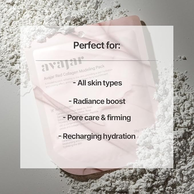 Avajar Red Collagen Modeling Pack | Hydrating Jelly Mask For Skin Pore Tightening & Lifting | Refreshing Peel-Off Mask | Collagen & Diatomaceous Earth, Ceramide | 0.98 oz