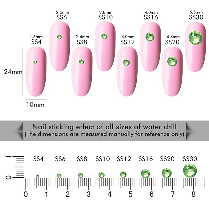 3000Pcs Light Green Crystal Rhinestones,Glass Flatback Rhinestones Gemstones Mini for Nail Face Makeup Art Crafts Clothes Decoration - (SS8,2.4mm,Light Green)