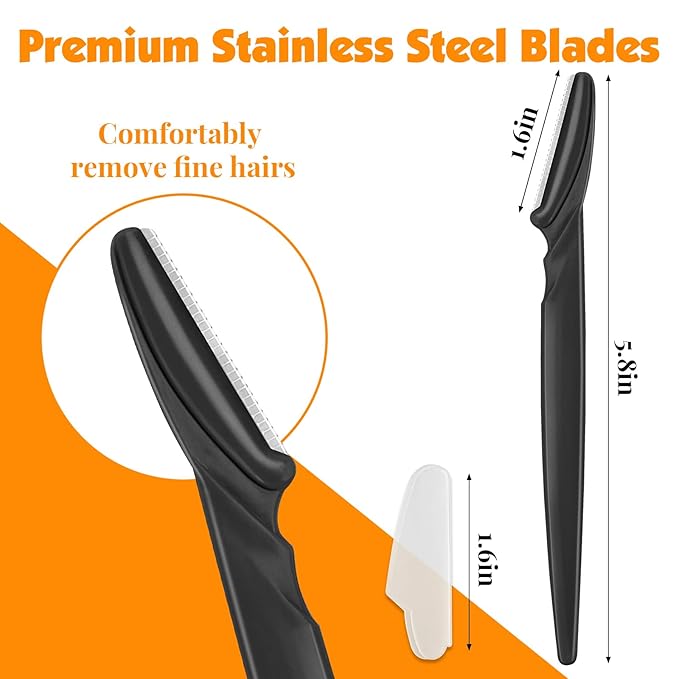 Phyyixs 88 Pcs Eyebrow Razors & Face Razors for Women in Storage Jar – Black Color Dermaplane Razor for Women Face & Men, Safe Face Shaver with Protective Covers