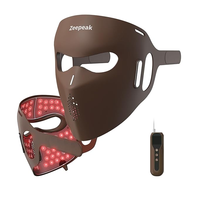 3D LED Red Light Therapy Mask, FDA-Cleared, Anti-Aging & Blemish Repair, 5 Modes Red, Blue, Yellow & 1072nm Near-Infrared Lights, Eye-Protection, Portable 360 LEDs Face Mask for Home Travel