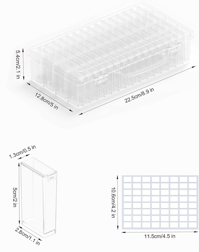 VANSUNS 64-Grid Diamond Painting Storage Containers, Portable Transparent Diamond Art Organizer, Which Are Suitable for Quick DIY, Beads and Diamond Art Storage Containers
