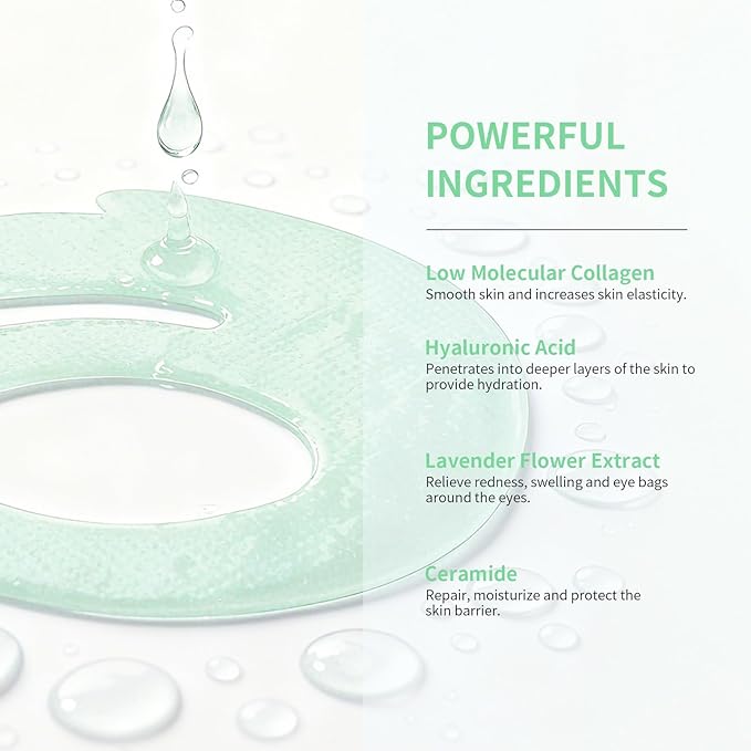 OK Shape Eye Masks, 360° Fit Under Eye Patches with Collagen and Lavender Flower Extract, Firming Eye Masks for Puffy Eyes, Wrinkles, Self Care Gifts for Women - 18 Pairs, Calm Green