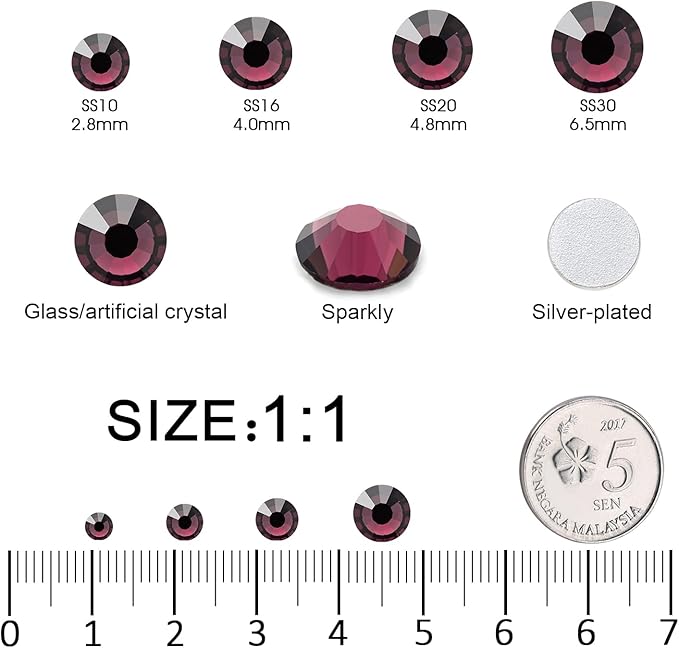 MEIBITE Flatback Rhinestones Bulk, 14400PCS Purple Rhinestones for Clothes DIY Decoration Crafts, Purple, SS10, 2.7-2.9mm