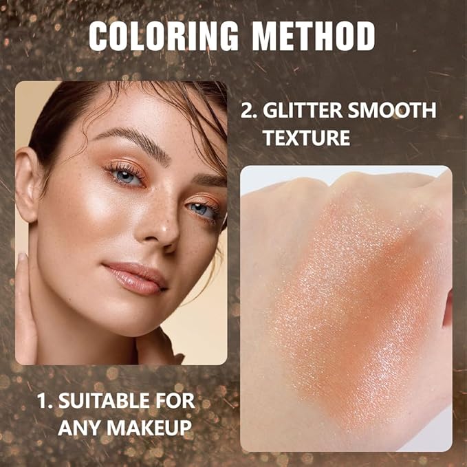 Glittler Single Eye Shadow Palette Makeup, Champagne Gold Sparkle Shimmer Monochrome Eyeshadow For Older Women, Pigmented Waterproof Sombras Para Ojos, Vegan, Talc, Paraben&Cruelty Free, 01