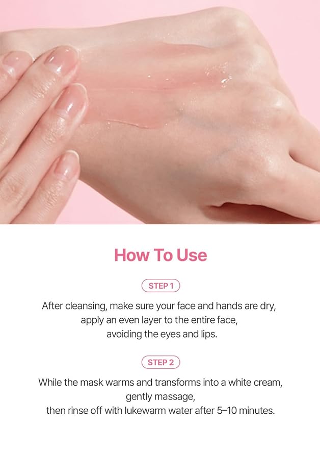 Pink Guava Glutathione Wash-Off Mask 3.17 Fl Oz, Jelly Texture Face Mask with Vitamin C and Niacinamide for Skin Hydration, Blemish Care, and Radiant Glow, Korean Skincare