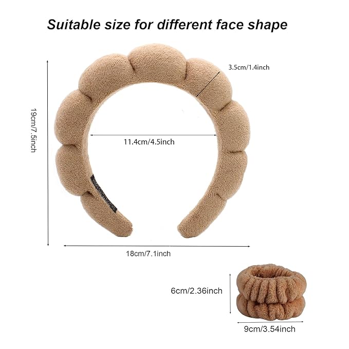 KYHYFJMD Spa Headbands for Washing Face Soft Puffy Bubble Headbands Wristband for Women Girls Makeup Skin Care Facial Beauty Shower Towel Hairband