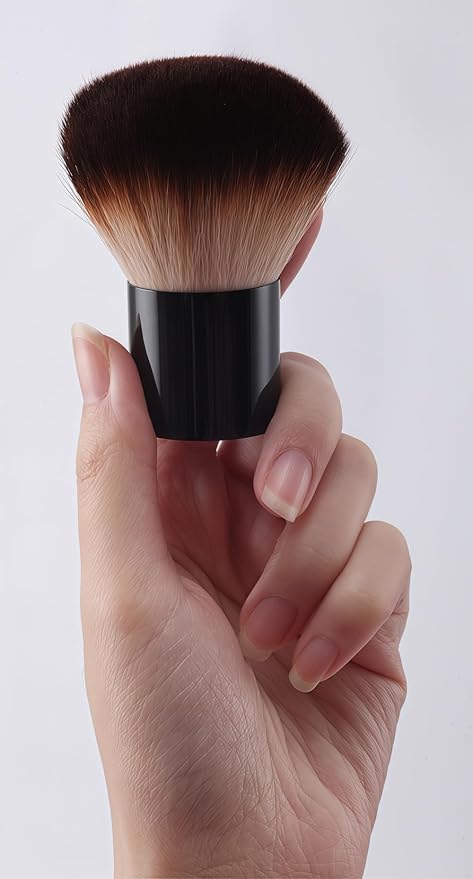 Kabuki Face Brush for Powder Foundation & Blush Blending & Buffing with Aluminum Handle