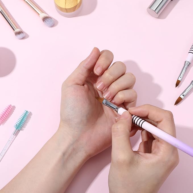 Purple-Pink Gradient Acrylic Nail Brush 3PCS Nail Art Brushes Set Non-slip Grip Handle Professional Nails Design Pens Tools for Acrylic Application, Extension & 3D Carving - Sizes 2/4/5