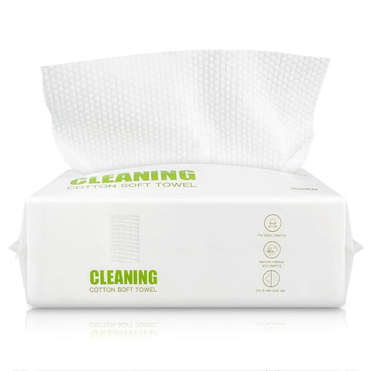 Disposable Face Towels – 60 Count Biodegradable Facial Cleansing Cloths – Lint-Free, Unscented, Extra Thick Soft Towelettes for Sensitive Skin & Makeup Removal