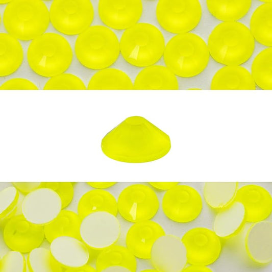 Novani 576 Pieces Flatback Rhinestones Glass Round Gems Neon-Yellow Crystals for Nail Art DIY Crafts Clothes Shoes,SS30,6.4-6.6mm