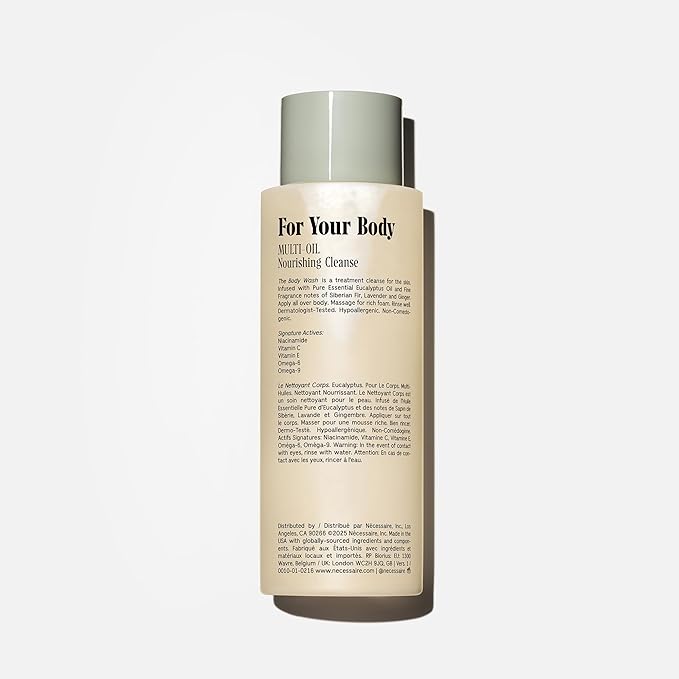 Nécessaire The Body Wash Eucalyptus — Multi-Oil Shower Gel Body Wash for Women + Men. Non-Comedogenic + Hypoallergenic for Sensitive Skin with Niacinamide. 8.4 fl oz.