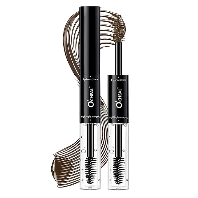 O'CHEAL Double-Ended Tinted Eyebrow Gel, Waterproof, SmudgeProof Brow Glue with Brush, Quick-Drying, 24HR Brows Makeup for Natural Full Brows, 3D Eyebrow Mascara for Women (Dark Brown)