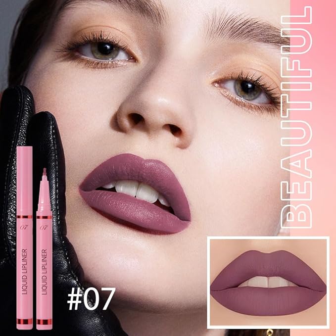 Hxssll Deep Plum Lip Liner Stain – 24H Longwear Waterproof Matte Lip Contour Pen, Transfer-Proof Precision Marker for Defining & Outlining Lips All Day Stay Lip Lip Liner Marker 07#