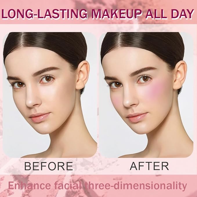 Matte Powder Blush for Cheeks – Long Lasting Natural Face Blusher Makeup, Lightweight Blendable Cheek Color for Women, Vegan & Cruelty-Free – #08 Light Rose Pink