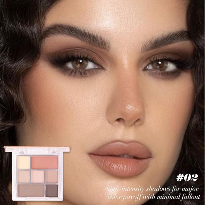 AMY'S DIARY 9-Color Soft Nude Matte Eyeshadow Palette, Peach Brown Neutral Shades for Natural Daily Makeup, Blendable Long-Lasting Highly Pigmented Eye Shadow for Work, School & Soft Glam Looks