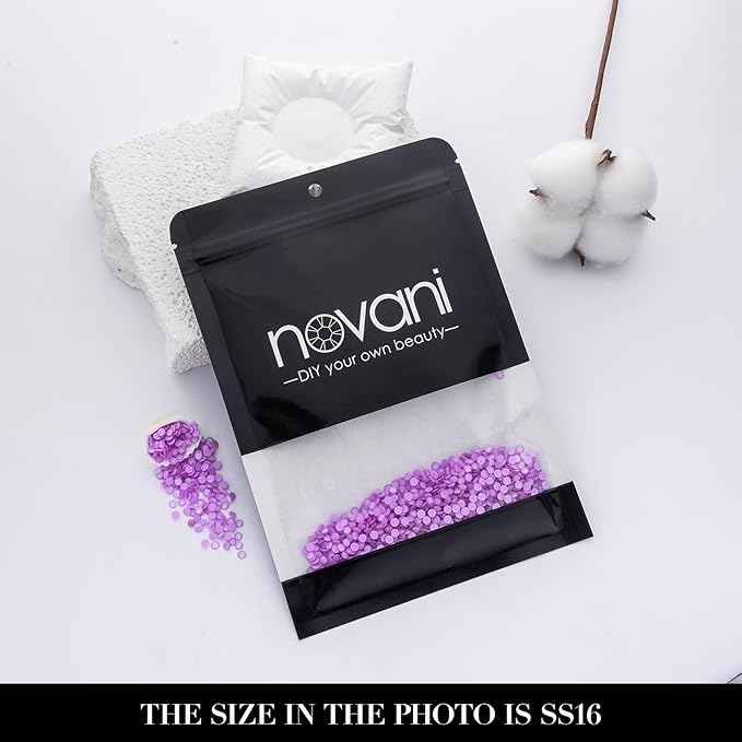 Novani 3000 Pieces Flatback Rhinestones Glass Round Gems Mocha Lt.Purple Crystals for Nail Art DIY Crafts Clothes Shoes,SS16,3.8-4.0mm