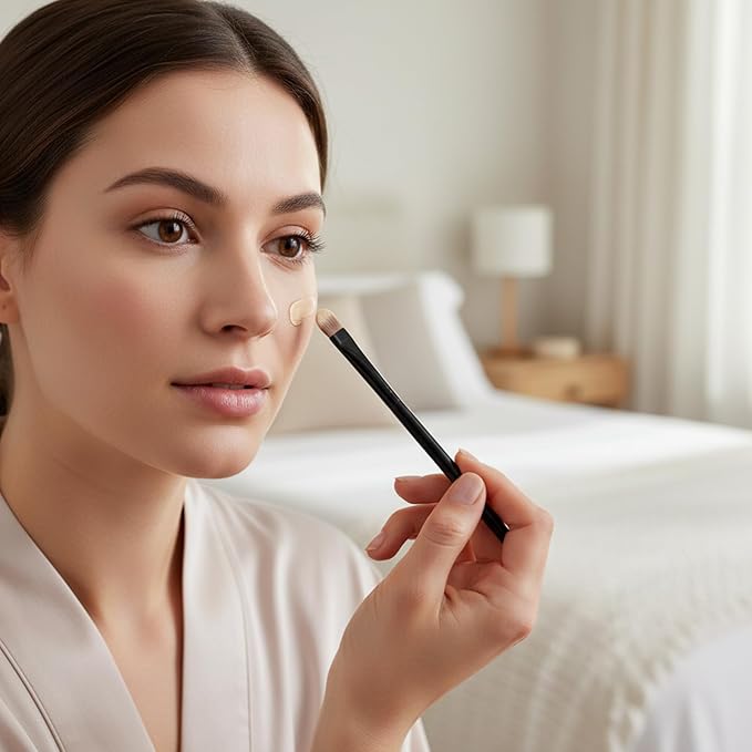 3PCS Flat Concealer Brush Small Black Premium Synthetic Makeup Brushes Under Eye, Travel Foundation Make up Brush Set Precise Coverage Dark Circles Face Contour Blending Brushes(3 Sizes)