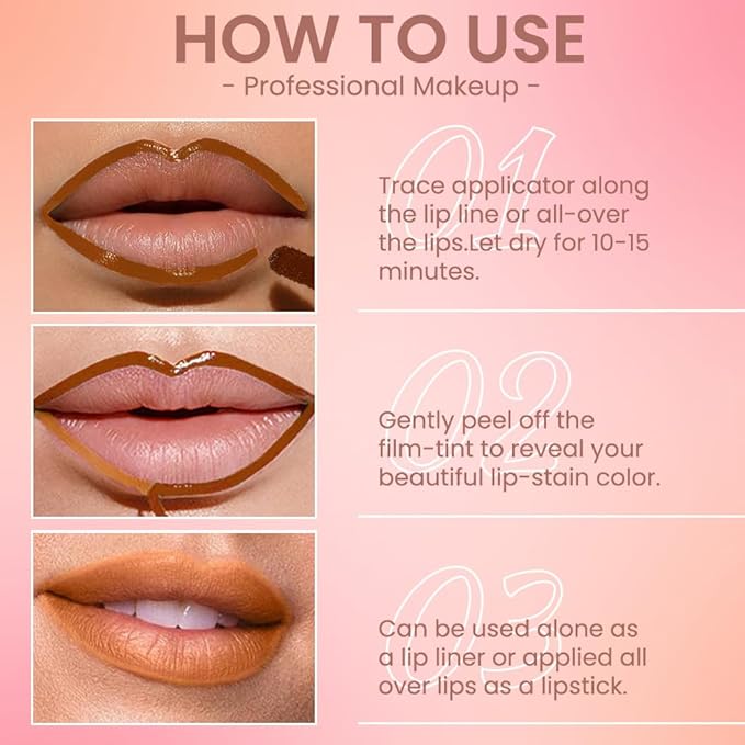 JUAAZIN Matte Liquid Lip Stain Peel Off Lip liner Tattoo, Orange Red Matte Peel Off Lip Stain, Long Lasting Waterproof Lipstick Lip Gloss Stain, Transfer-proof for All Skin Types, 0.12 fl oz 07#