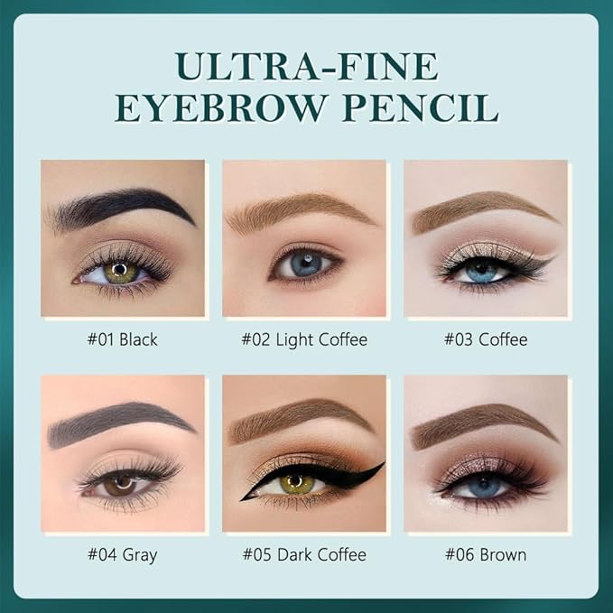 5 Pcs Eyebrow Pencils for Women, Waterproof Professional Makeup Micro Brow Pencil, Light Brown Brow Kit with Eyebrow Brush, Ultra-Fine Mechanical Pencil, Vegan&Cruelty-Free (C02#Light Brown)