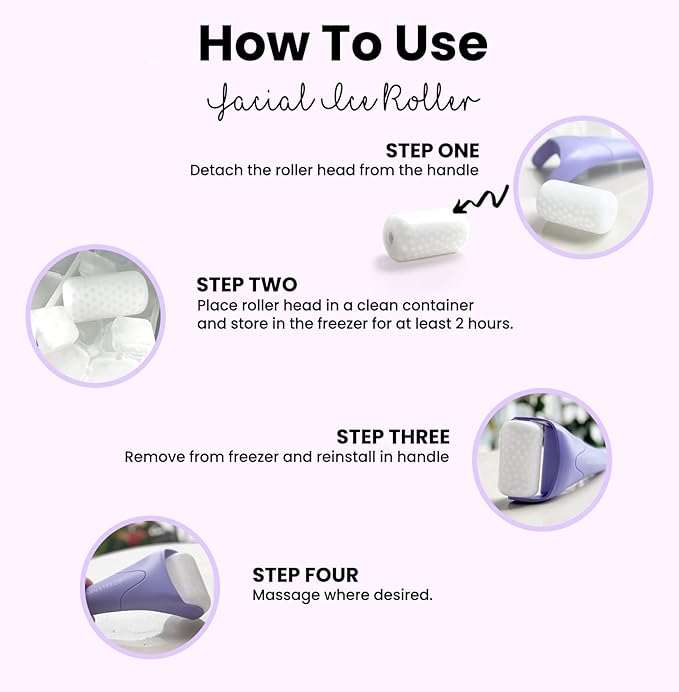 ROSELYNBOUTIQUE Ice Roller for Face Wrinkles Fine Lines Puffiness Stick Massager Facial Skin Care Tools Self Care Gifts for Men Women (Purple)