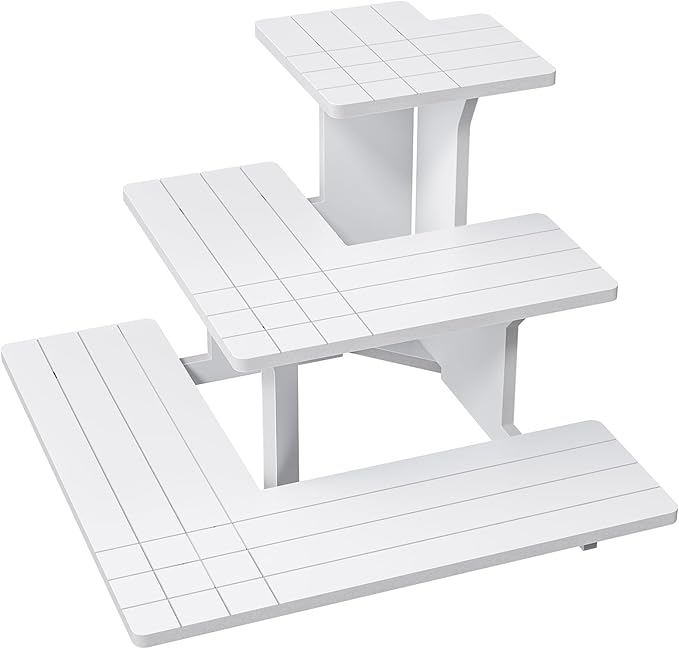 3 Tiers Farmers Market Stand, Display Stand Portable for Store White Display Stands for Vendor events, Cupcake, Candles, Glasses, Jewellery, Display Shelves for Vendors