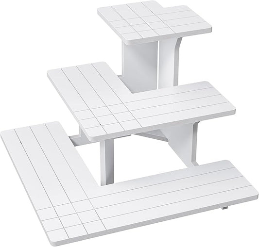 3 Tiers Farmers Market Stand, Display Stand Portable for Store White Display Stands for Vendor events, Cupcake, Candles, Glasses, Jewellery, Display Shelves for Vendors