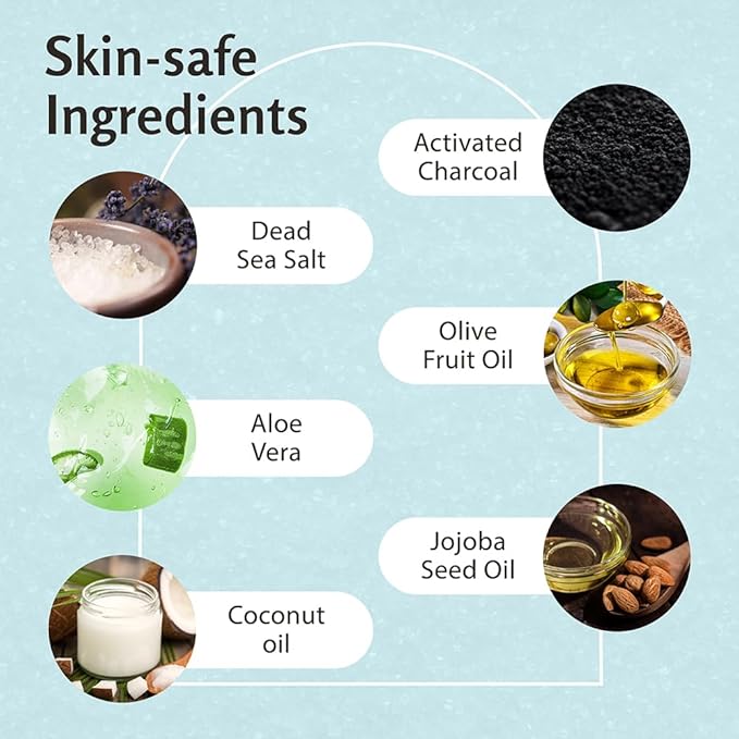 Exfoliating Charcoal Scrub with Collagen & Stem Cells – Salt Scrub for Body Toning, Cellulite, Armpit Detox, and Skin Smoothing for Face, Feet, and Body by M3 Naturals