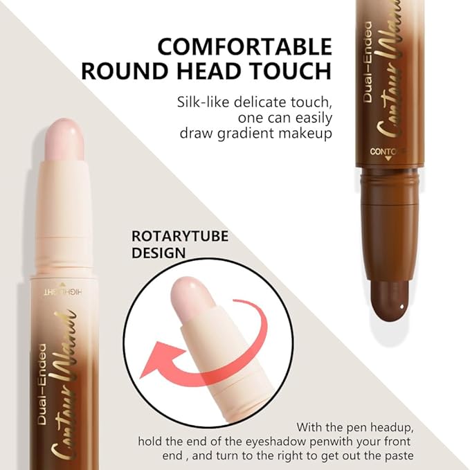 evpct Darker Nude & Light Pink Cream Foundation Stick Face Body Makeup Dual Ended, no Transfer Waterproof 2 in 1 Cream Concealer Stick Contouring Makeup, Nose Contour Bronzer Sticks Face Highlighter