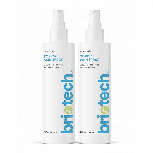 BRIOTECH Topical Skin Spray, Hypochlorous Acid Spray for Sensitive Skin, HOCl Facial Mist, Full Body Support Against Irritation, Calm Redness, Soothe Foot & Scalp, 8 oz (2 Pack)