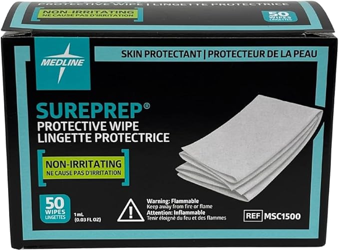 Medline SurePrep Skin Protective Barrier, Wipe - Premium Quality Medical Supplies for Skin Care and Protection Variation (50 Count (Pack of 6))