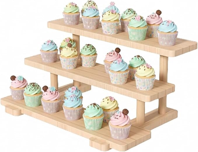 AIM & GGKK 3 Tier Wooden Perfume Organizer Display Stand – Rustic Perfume Rack for Vanity,Cupcake Dessert Display Risers,Cologne Holder Organizer for Men & Women,Fragrance Shelf for Bathroom & Bedroom