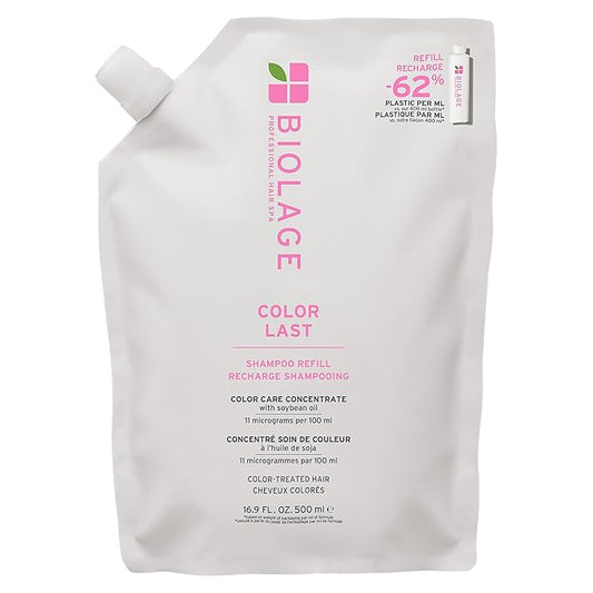 Biolage Color Last Shampoo Refill - For Color-Treated Hair, Nourishes, Strengthens, Hydrates and Adds Shine, Soybean Oil & Stearic Acid, Paraben & Mineral Oil-Free, Vegan, 16.9 Fl Oz
