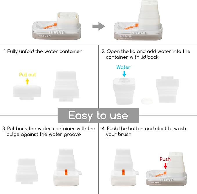 MEEDEN Portable Paint Brush Cleaner: Paint Brush Rinser with Drain for Acrylic, Watercolor & Water-Based Paints - 5-Slot Silicone Brush Washer & Holder, White
