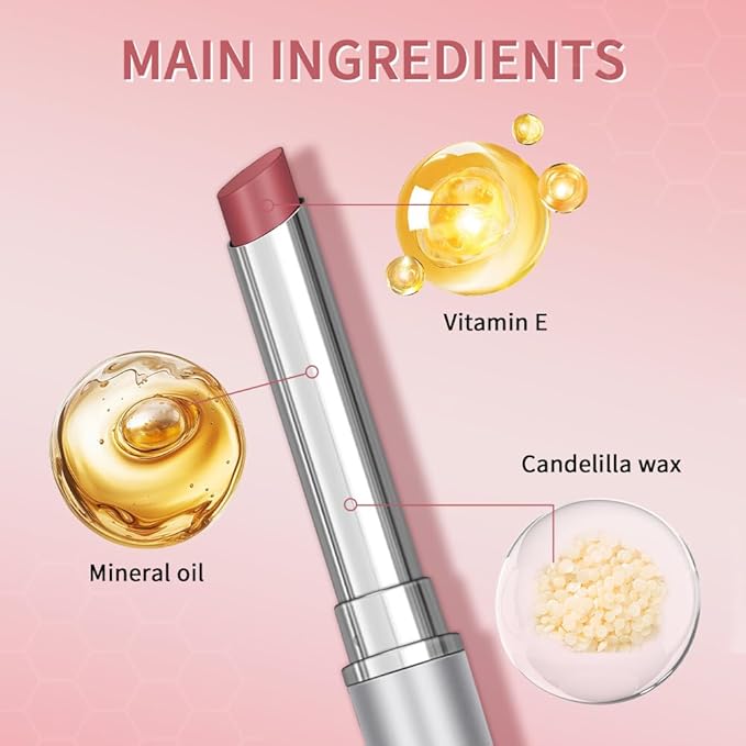 2PCS Honey Lipstick Tinted Lip Balm - Sheer Hydrating for All Skin Tones - Moisturizing Lip Color, Nourishing for Dry Lips (Pink)