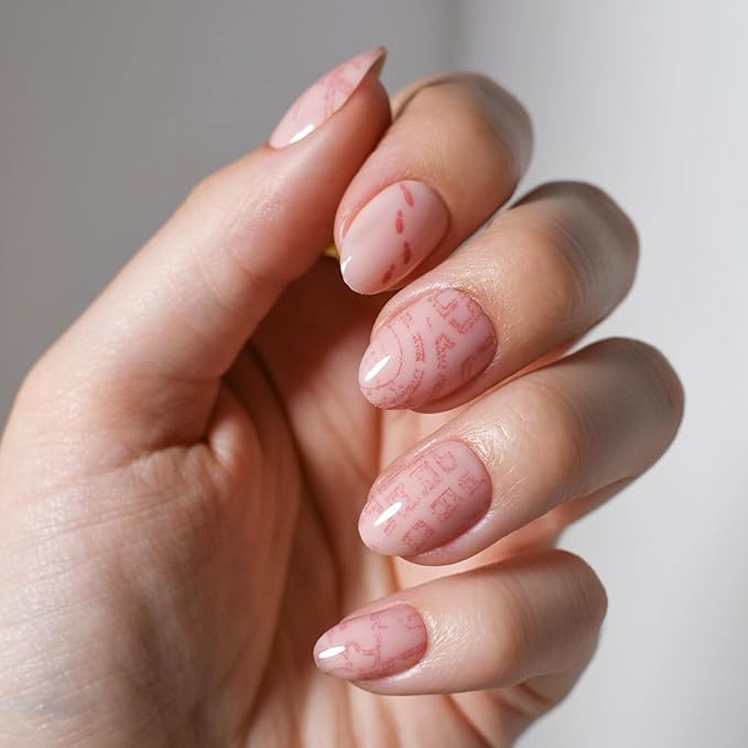 Harry Potter™ x Glamnetic Press On Nails - Marauder's Map™ | Semi-Transparent & Opaque Color Changing Graphic Short Oval Nails in a Glossy Finish | 15 Sizes - 30 Nail Kit with Glue