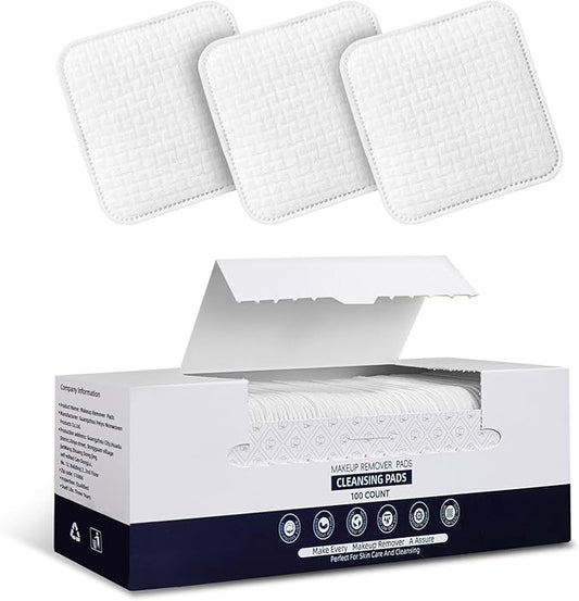 Premium Natural Pure Cotton Pads(100 Count),Soft & Lint-Free Upgraded Edge Stitching Design Cotton Rounds for Face,Unique Three-Layer Structure, Ultra-Absorbent Makeup Remover Pads,for All Skin Types