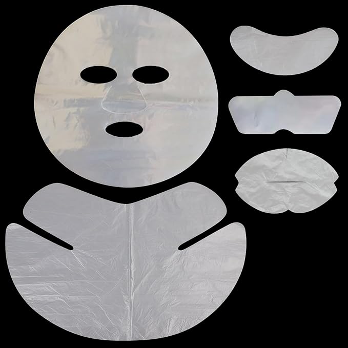 GELMAY 500PCS Face Neck Eye Nose Lip Disposable Plastic Mask Sheet, Ultra-Thin Transparent Facial Masks Skincare Paper Film DIY Spa Wrapped Moisturizing Patch Prevent Evaporation