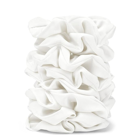 Satin Scrunchies for Women – 8PCS White Silk Hair Ties – No Crease, Frizz-Free, Gentle Elastic Hair Bands for Thick & Thin Hair, Soft & Stylish Hair Accessories Gifts