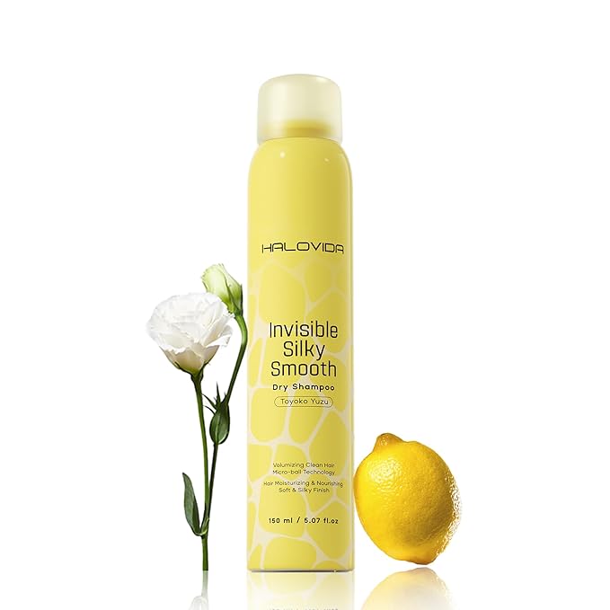 HALOVIDA Dry Shampoo for Women, Invisible Dry Shampoo Spray (Silky) for All Hair Leaves No White Residue, Absorb Oils, Volumizing & Refresh Hair for 72 Hours, 5.07 Fl Oz (Yuzu)