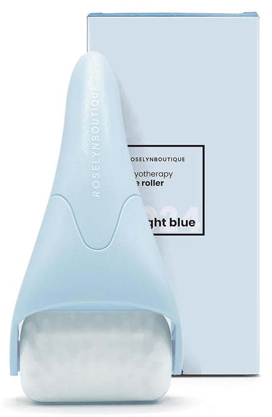 ROSELYNBOUTIQUE Ice Roller for Face Wrinkles Fine Lines Puffiness Stick Massager Facial Skin Care Tools Self Care Gifts for Men Women (Light Blue)