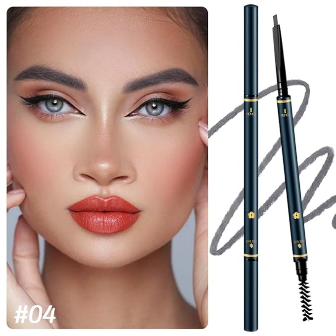 5 Pcs Eyebrow Pencils for Women, Waterproof Professional Makeup Micro Brow Pencil, Grey Brow Kit with Eyebrow Brush, Ultra-Fine Mechanical Pencil, Vegan&Cruelty-Free (C04#Grey)