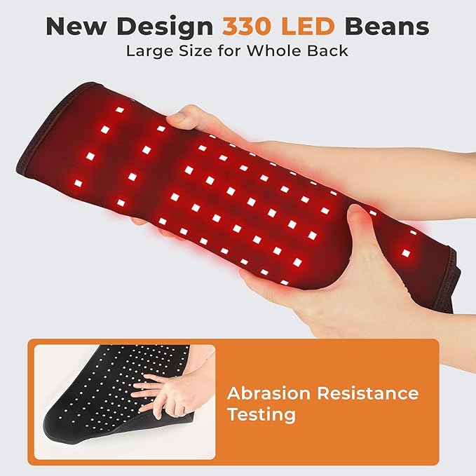31.5''×14.2'' Red Light Therapy for Body, Red Light Therapy Pad Belt Wrap with 330 LED Beads, 660nm & 850nm Infrared Light Therapy Mat Full Body, Adjustable Timer & Intensity
