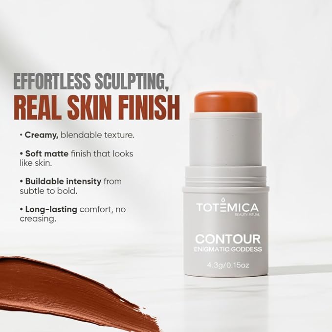 TOTEMICA Cream Contour Stick, “Enigmatic Goddess” by Ana Patricia, Cool Toned Sculpting Makeup, Soft Matte Cream Formula, Long-Lasting Blendable Face Shaping Stick| 0.15 oz - Cortadito Chic
